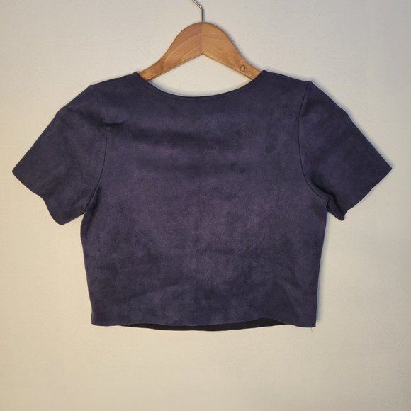 Aqua Crop Top Women's Size Small Velvety Blue Short Sleeve Soft Stretch - Picture 4 of 9